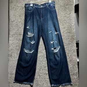 KanCan For Maurice’s Woman’s High Rise Wide Leg Distressed Jeans Size 30